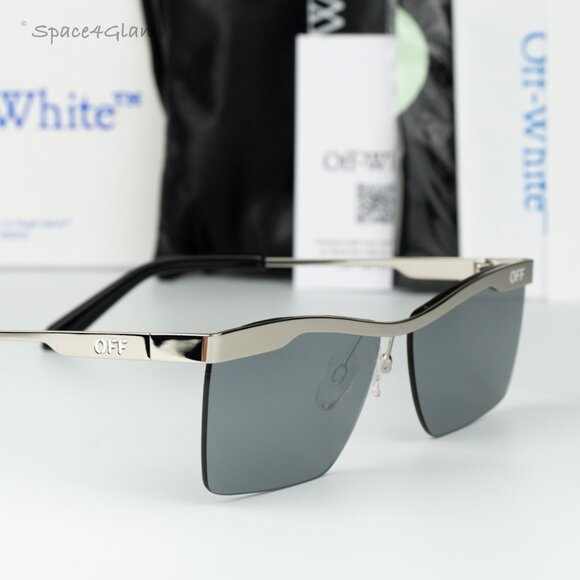 Off-White Women Sunglasses Silver Mirror Rectangle OERI095 RIMINI 7272 NEW - Picture 4 of 10